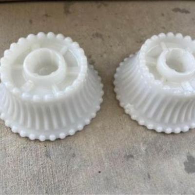 Vintage milk glass candle holders