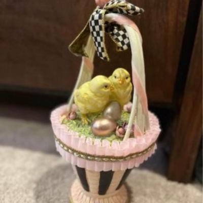 Mackenzie Childs Easter basket with baby chickens