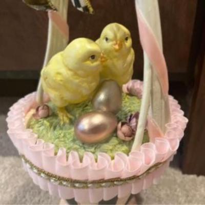 Mackenzie Childs Easter basket with baby chickens