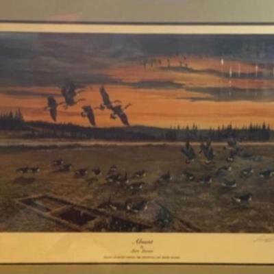 Lars Larsen "Absent" Framed Signed Numbered 833 of 5300 Print Ducks Unlimited 35â€ wide x 28â€œ high