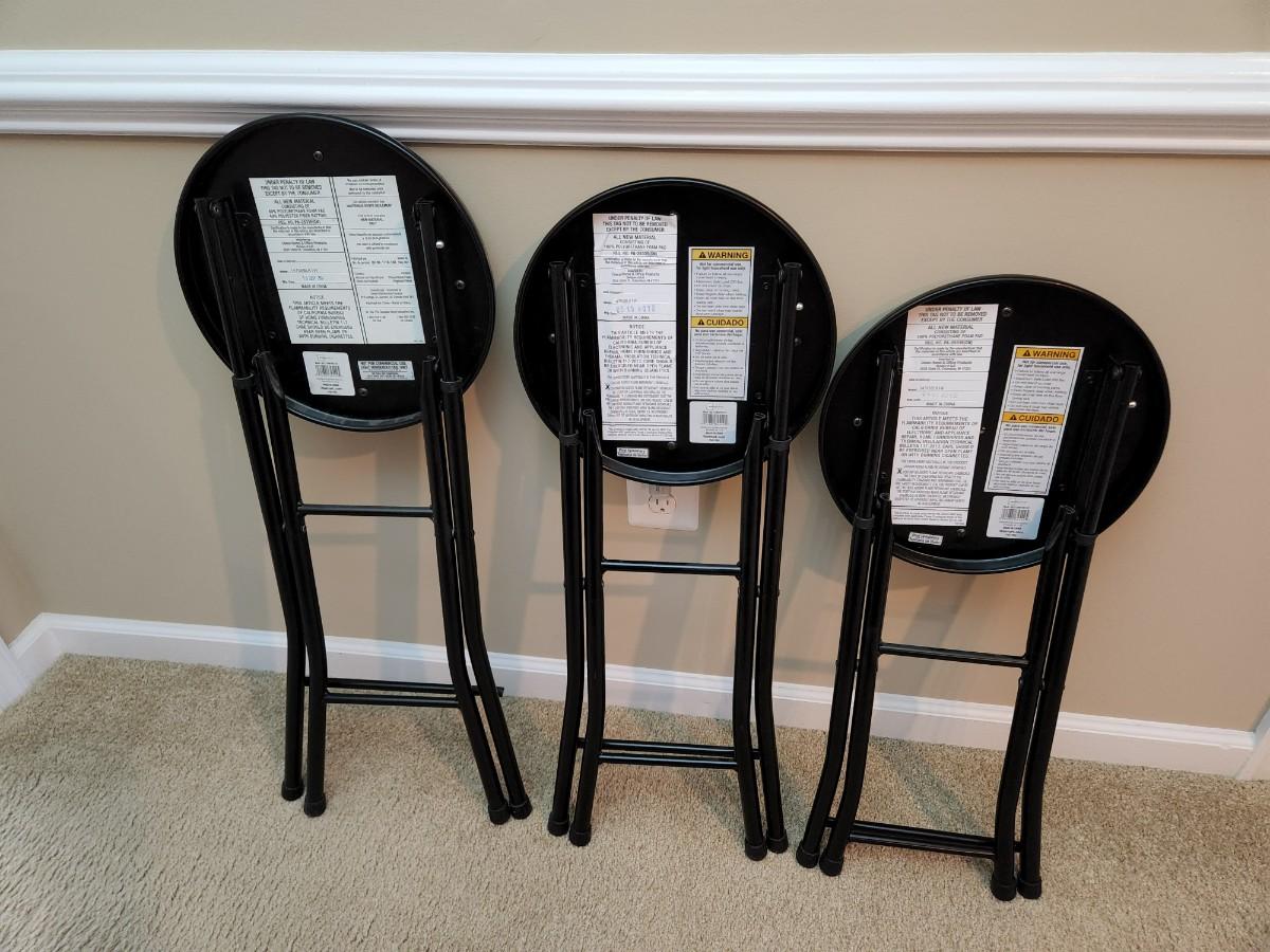 3 Folding Stools different Heights