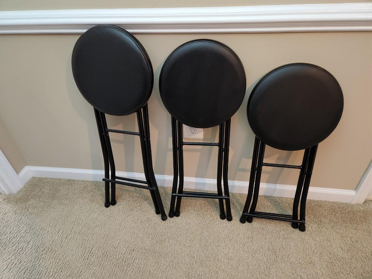 3 Folding Stools different Heights