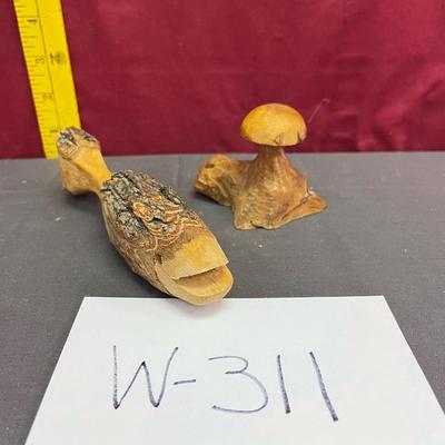 Wood fish and mushroom