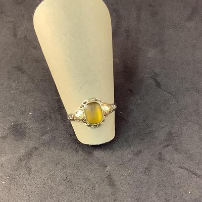 J1286  10kt. Yellow and White Gold Filigree Yellow Stone Ladies Ring