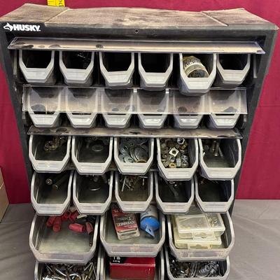 Metal stacking cabinet and contents