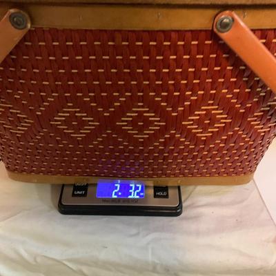 Vintage RED MAN WICKER SEWING PICNIC BASKET with Metal Handles - 18â€ x 12â€ x 10â€