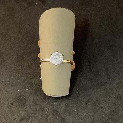 J1292 14kt Yellow Gold 6 prong Round Cubic Zirconia Ladies Ring