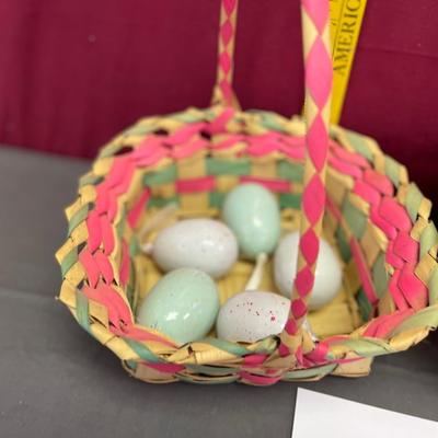 Easter baskets and a few eggs