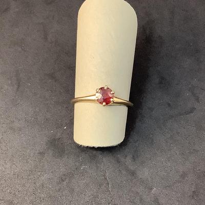 J1295 14kt Yellow Gold 6 prong Round Garnet Ladies Ring