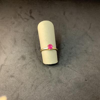 J1296 14kt Yellow Gold 6 prong Ruby Ladies Ring