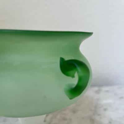 Green Art Glass Compote