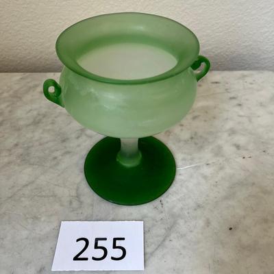 Green Art Glass Compote