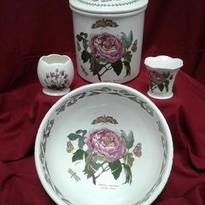 Botanic Garden - Cookie Canister, 2 small vases, and large Bowl