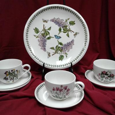 Botanic Garden Sandwich Tray with 3 Soup Bowls/Saucers
