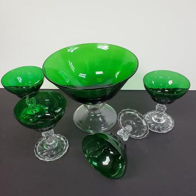 Stemmed Green serving Bowls