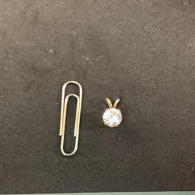 J1303 14kt Yellow Gold 4prong Round Cubic Zirconia Pendant