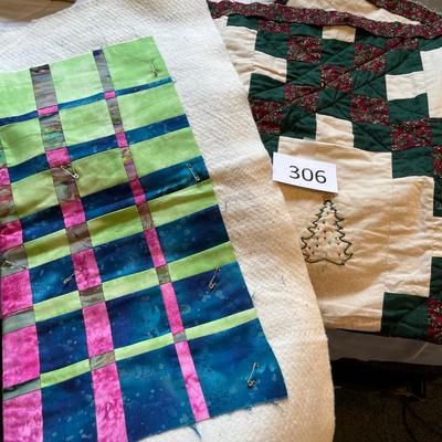 Two Quilt wall art pieces Unfinished