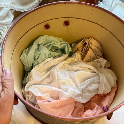 Vintage Hat Box, Filled with Unmentionables