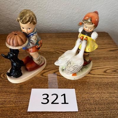 Hummel Goose Girl & Boy w/ Birthday Cake