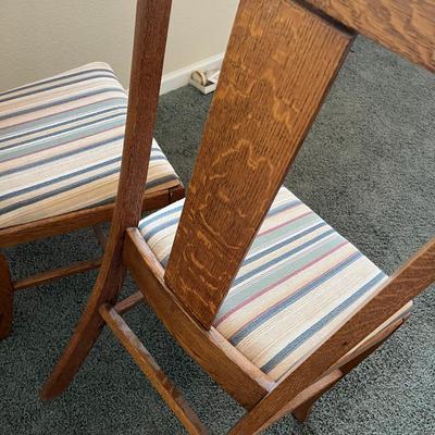 Two Oak T-back Chairs Claw Feet