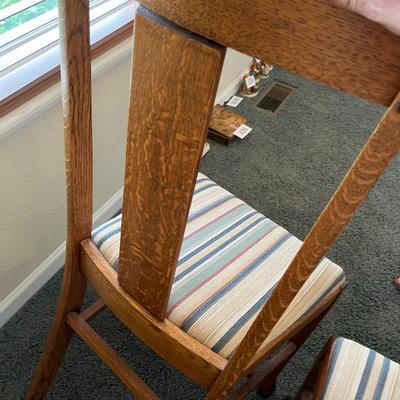 Two Oak T-back Chairs Claw Feet