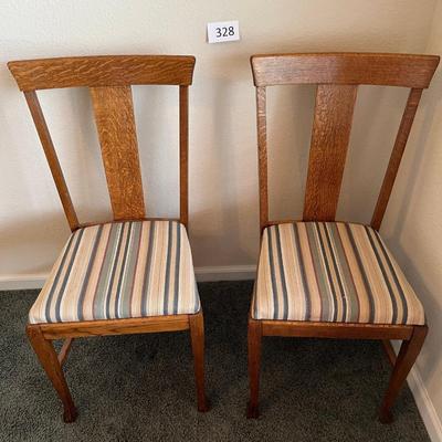 Two Oak T-back Chairs Claw Feet