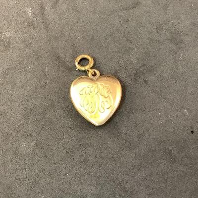 J1312 14k Yellow Gold Blue Enamel Heart Pendant