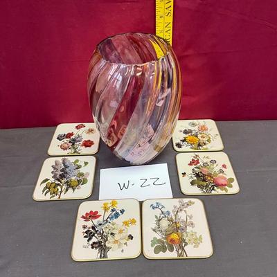 Vase & floral coasters