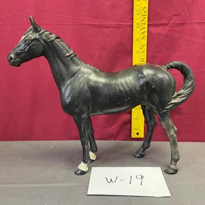 Cast iron black horse doorstop