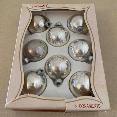 Vintage silver Christmas bulb ornaments