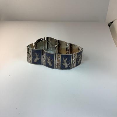 J1318 Vintage Sterling Silver Siam Link Bracelet