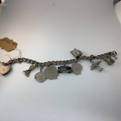 J1320 Vintage Sterling Silver Bracelet with Charms