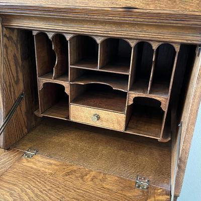 Antique Golden Oak Secretary Bookcase