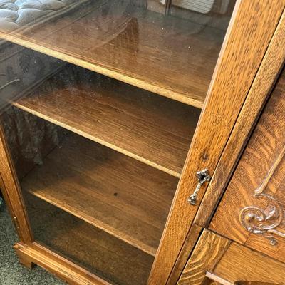 Antique Golden Oak Secretary Bookcase