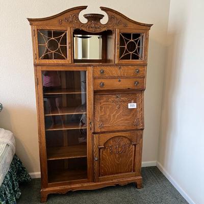Antique Golden Oak Secretary Bookcase