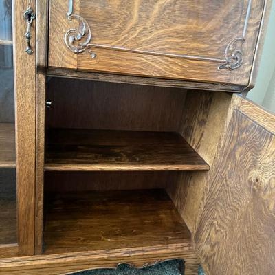 Antique Golden Oak Secretary Bookcase