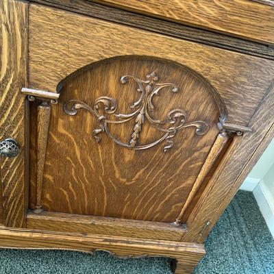 Antique Golden Oak Secretary Bookcase