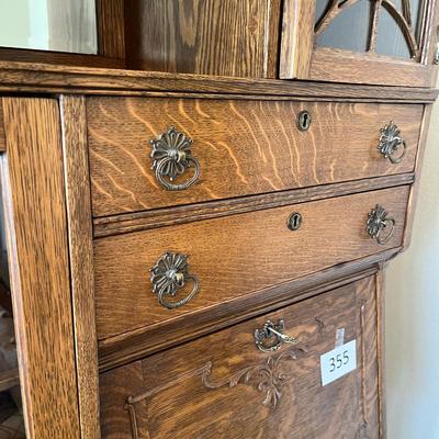 Antique Golden Oak Secretary Bookcase