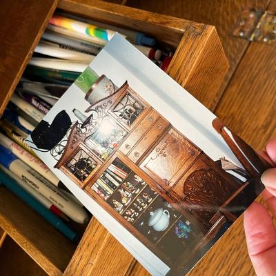 Antique Golden Oak Secretary Bookcase