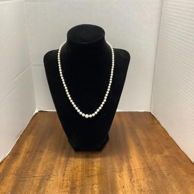 J1323  Strand of 17" Graduated Pearls with 14k white gold clasp