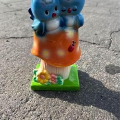 c1970 Rare American greeting bluebirds on mushroom figurine