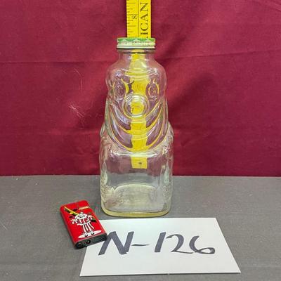 Grapette Products Co. Glass clown bank& a clown lighter