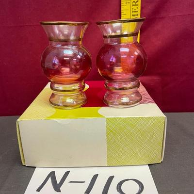 Vintage bohemian cranberry shot glasses