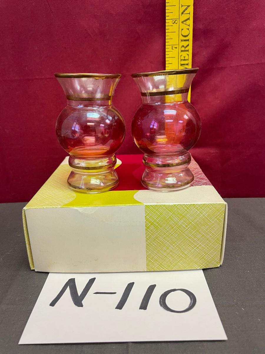 Vintage bohemian cranberry shot glasses