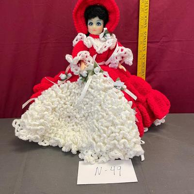 Doll with  handmade crochet dress