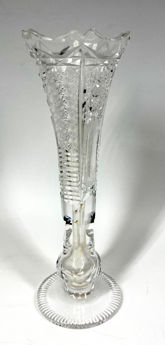 Clear Patterned Glass Narrow Vase