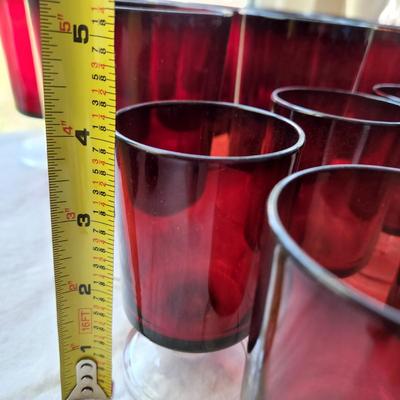 Large Lot of Ruby Red Glassware Glasses