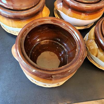 Lot of 8 French Onion Soup Bowls Stoneware Crocks