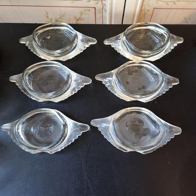 6 Vintage Glasbake Clear Crab Imperial Deviled Crab Dishes