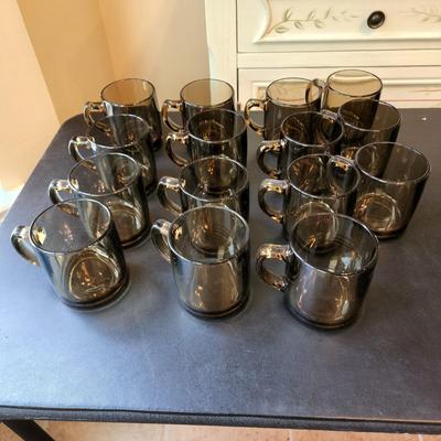 lot of 15 Greenish Glass Mugs
